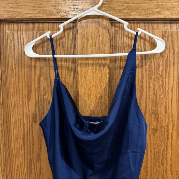 Abercrombie & Fitch Asymmetrical Cowlneck Mini Satin Slip Dress – Medium Tall - Picture 6 of 7